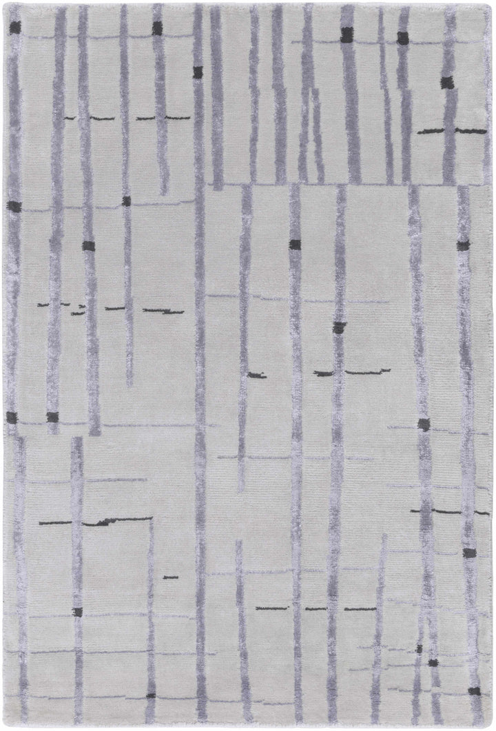 Copake Contemporary Abstract Gray Hand Knotted Wool Rug