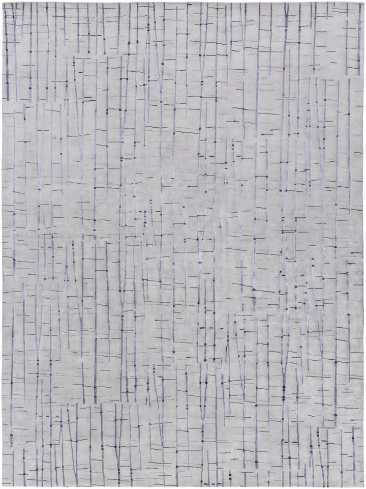 Copake Contemporary Abstract Gray Hand Knotted Wool Rug