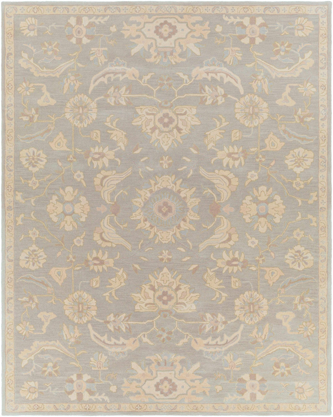 Copen Traditional Beige And Gray Floral Wool Rug - The Rug Decor