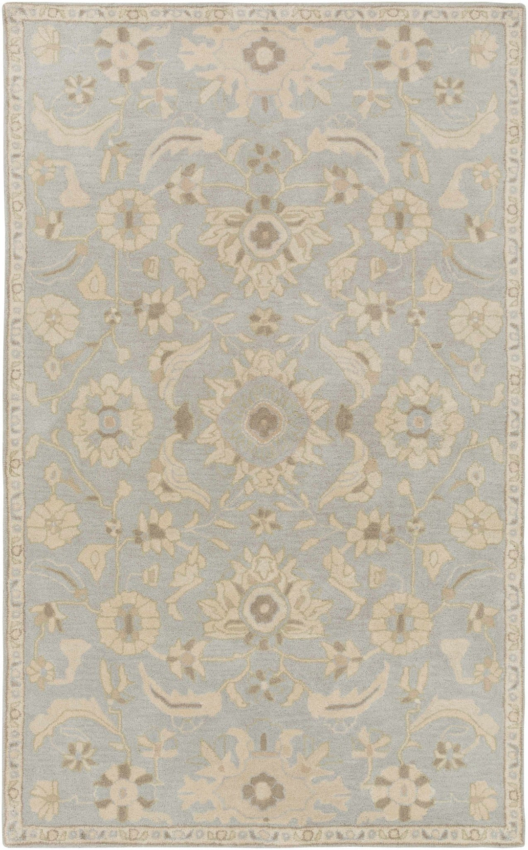 Copen Traditional Beige And Gray Floral Wool Rug - The Rug Decor