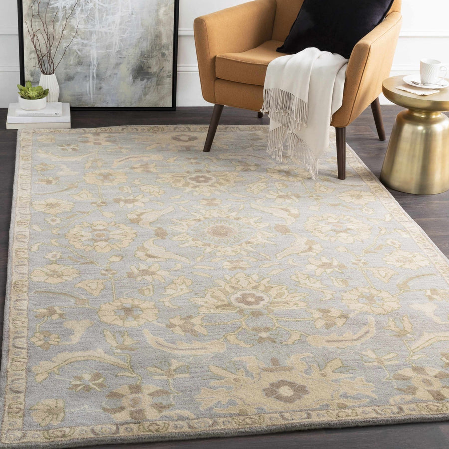 Copen Traditional Beige And Gray Floral Wool Rug - The Rug Decor