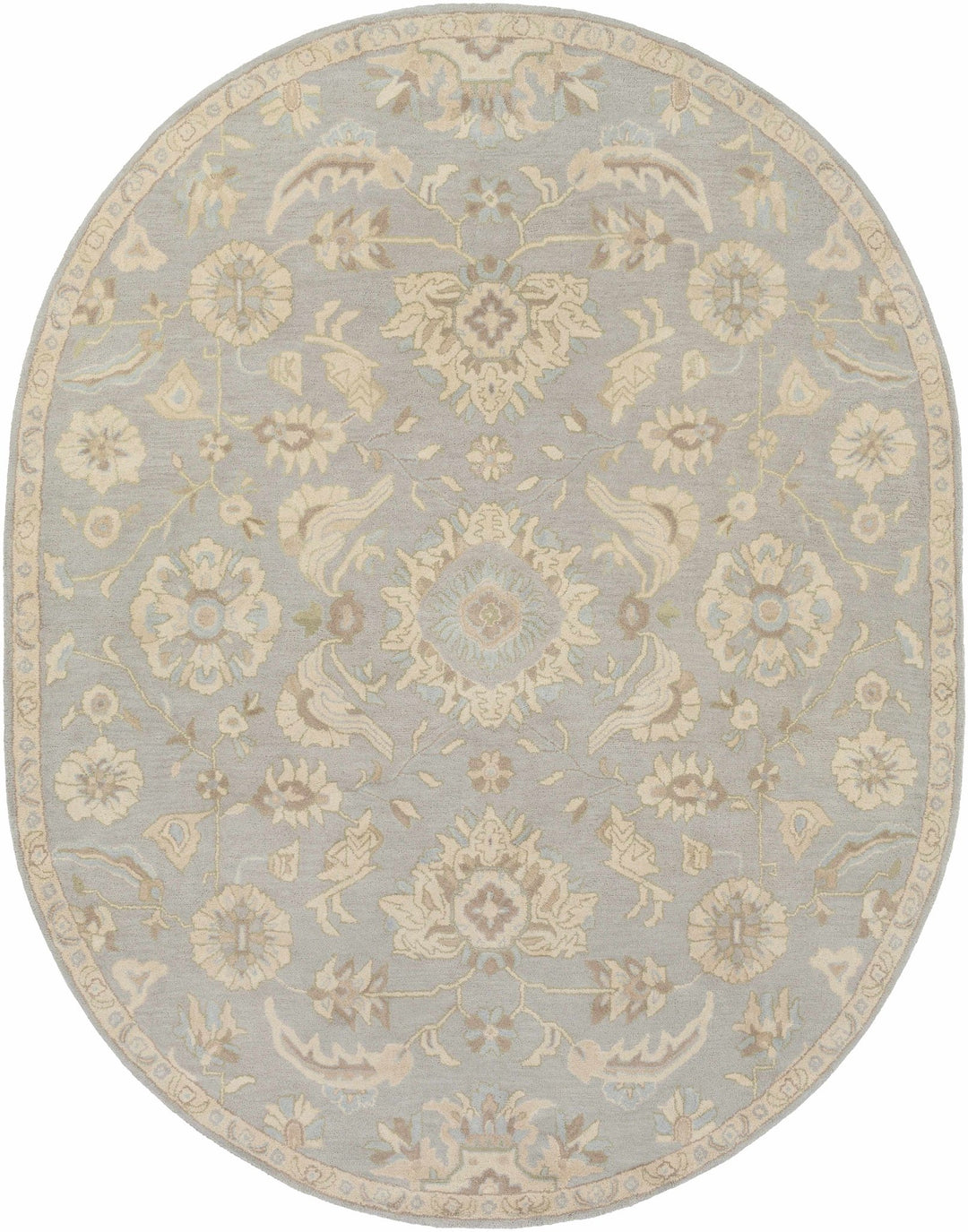 Copen Traditional Beige And Gray Floral Wool Rug - The Rug Decor
