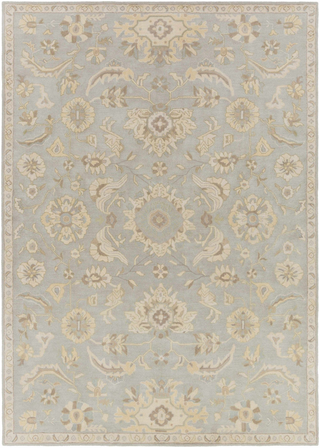 Copen Traditional Beige And Gray Floral Wool Rug - The Rug Decor