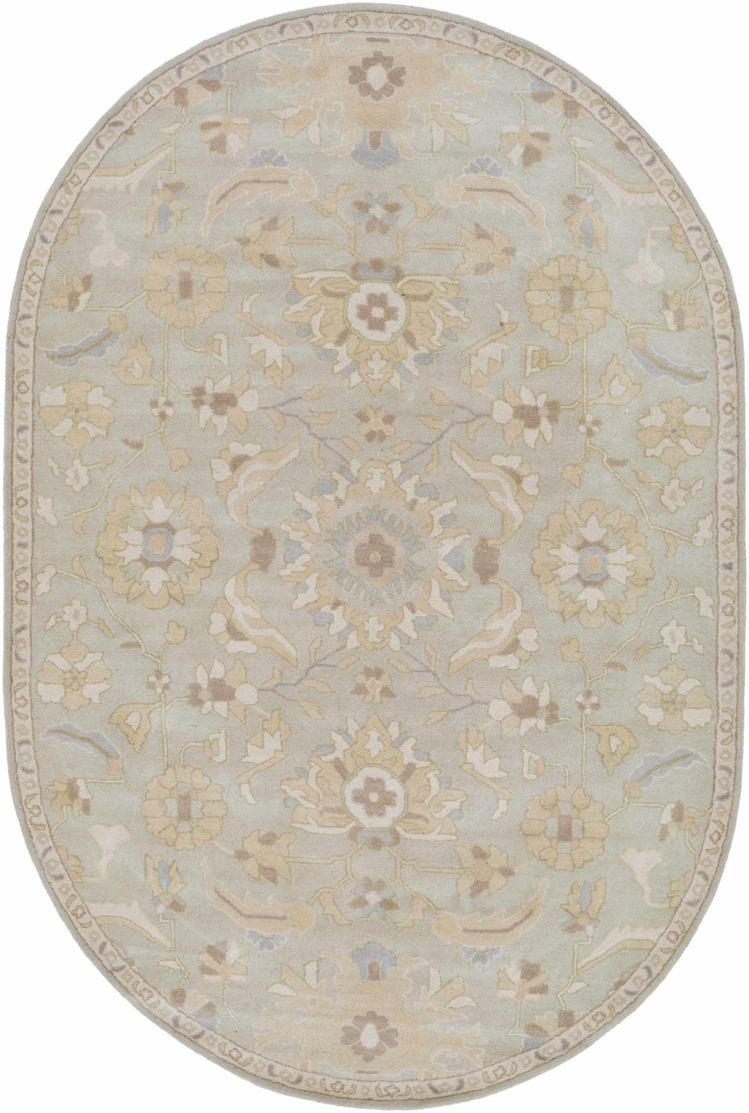 Copen Traditional Beige And Gray Floral Wool Rug - The Rug Decor