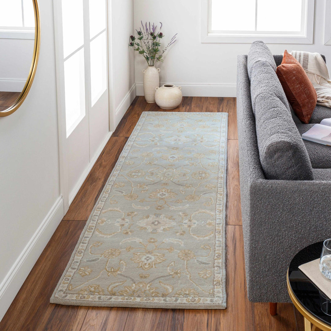 Copen Traditional Beige And Gray Floral Wool Rug - The Rug Decor