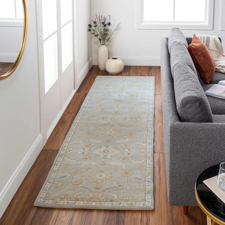 Copen Traditional Beige And Gray Floral Wool Rug - The Rug Decor