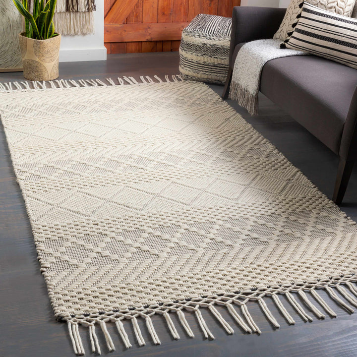 Coquitlam Ivory Modern Geometrical Design Hand Woven Area Rug