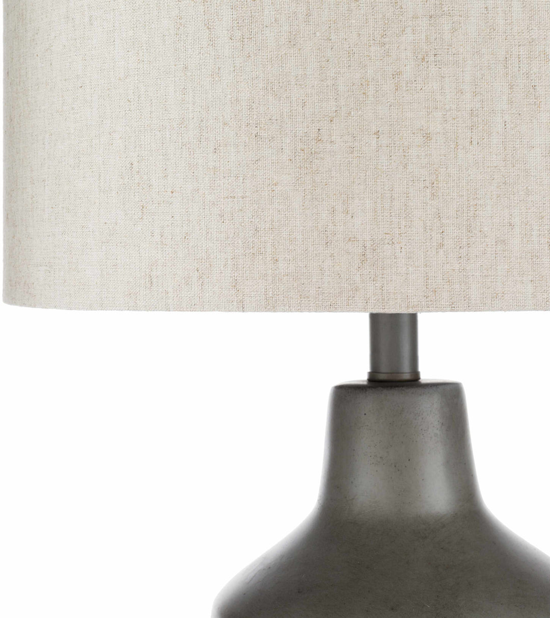 Corella Traditional Gray Concrete Table Lamp – Linen Shade, Resin Base