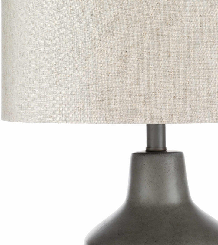 Corella Traditional Gray Concrete Table Lamp – Linen Shade, Resin Base