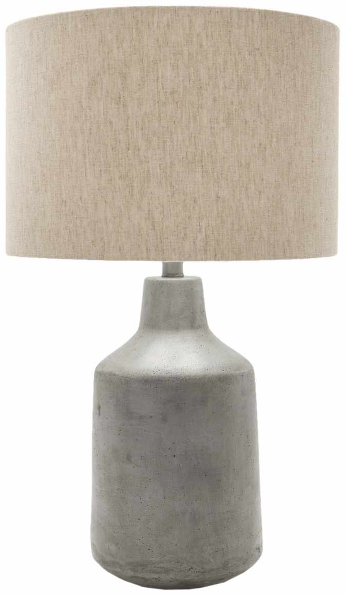 Corella Traditional Gray Concrete Table Lamp – Linen Shade, Resin Base