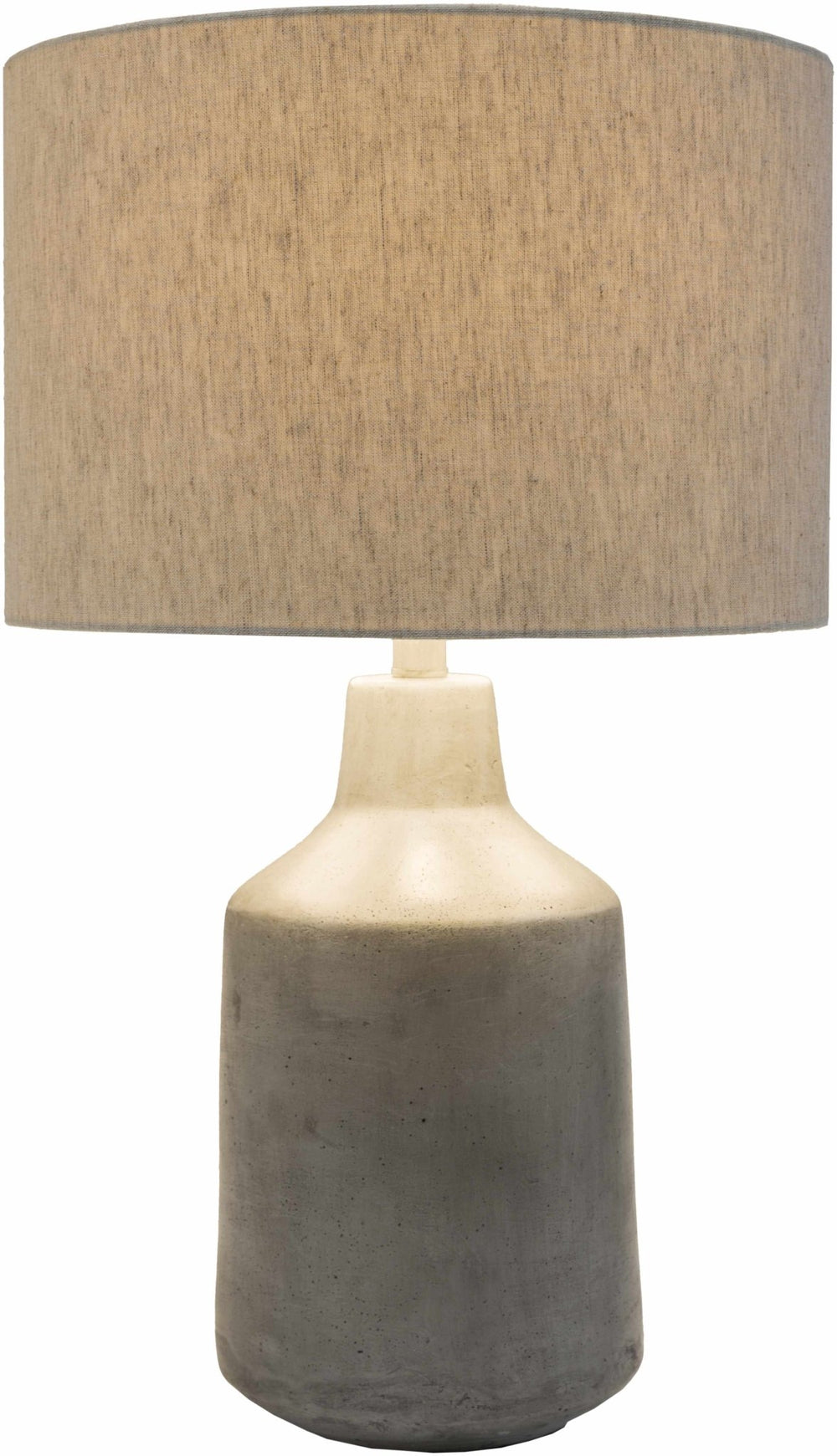 Corella Traditional Gray Concrete Table Lamp – Linen Shade, Resin Base - The Rug Decor