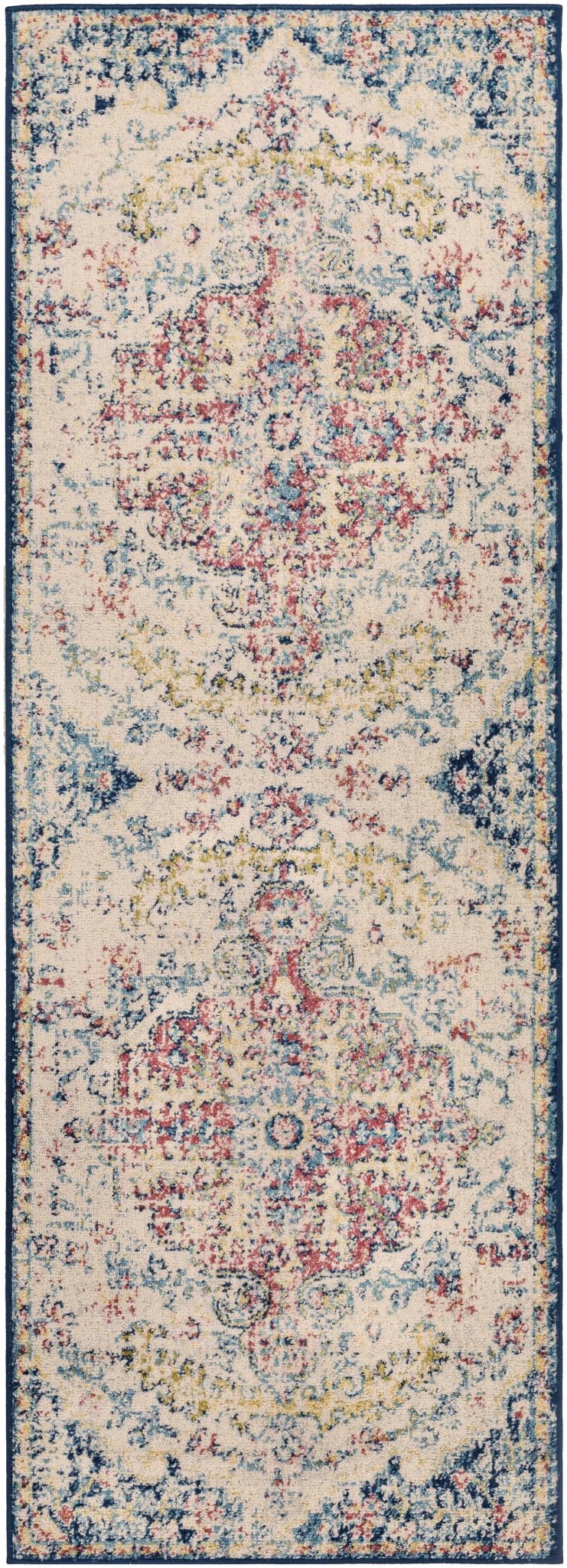 Corrimal Traditional Style Ivory And Blue Area Rug - The Rug Decor