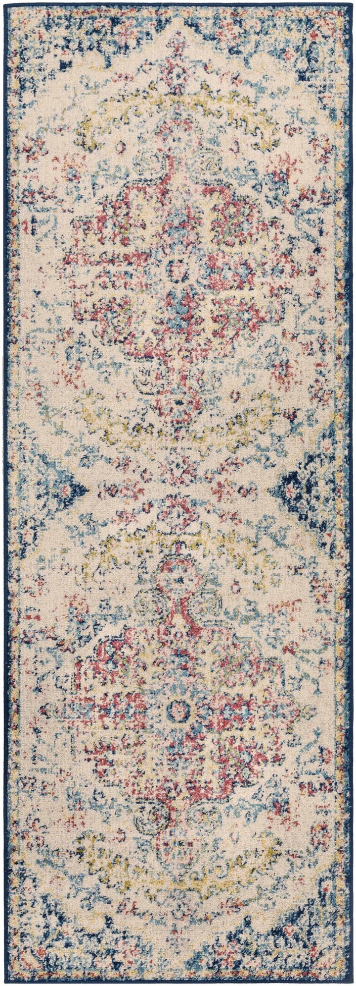 Corrimal Traditional Style Ivory And Blue Area Rug - The Rug Decor