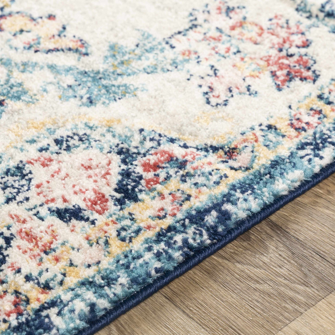Corrimal Traditional Style Ivory And Blue Area Rug - The Rug Decor