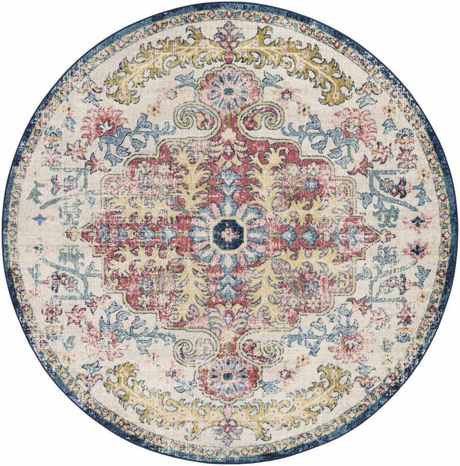 Corrimal Traditional Style Ivory And Blue Area Rug - The Rug Decor