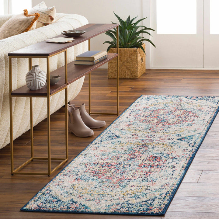 Corrimal Traditional Style Ivory And Blue Area Rug - The Rug Decor