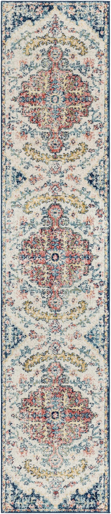 Corrimal Traditional Style Ivory And Blue Area Rug - The Rug Decor