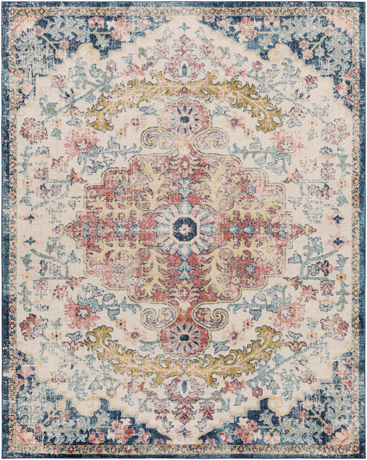 Corrimal Traditional Style Ivory And Blue Area Rug - The Rug Decor
