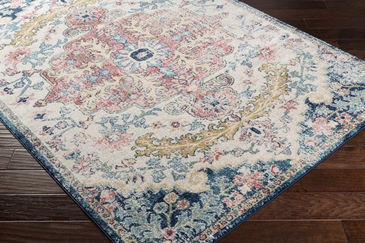 Corrimal Traditional Style Ivory And Blue Area Rug - The Rug Decor