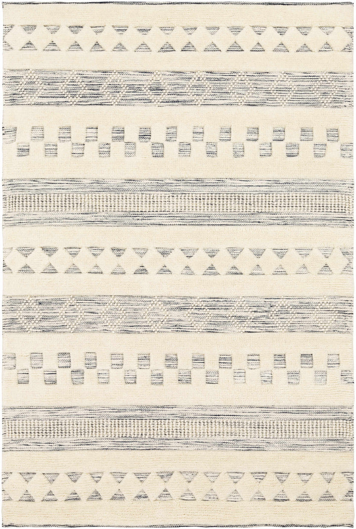 Corry Modern Style Ivory And Black Hand Woven Area Rug