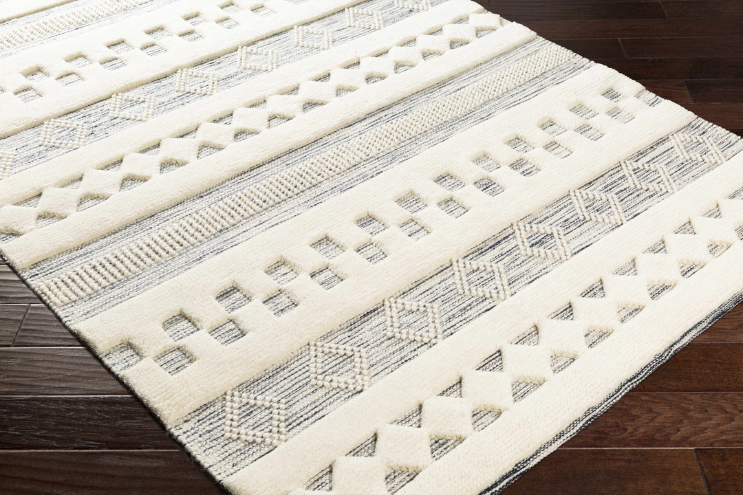 Corry Modern Style Ivory And Black Hand Woven Area Rug