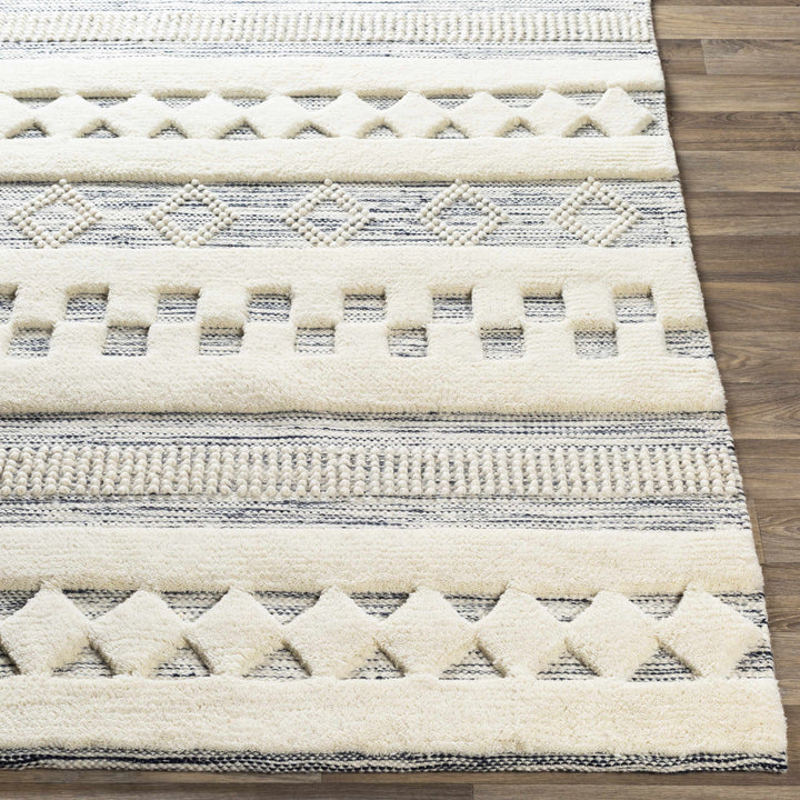 Corry Modern Style Ivory And Black Hand Woven Area Rug