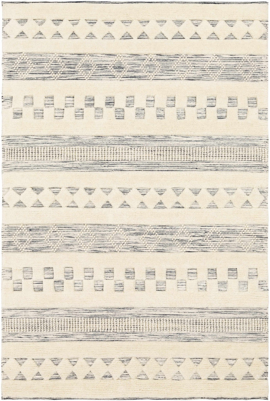 Corry Modern Style Ivory And Black Hand Woven Area Rug - The Rug Decor