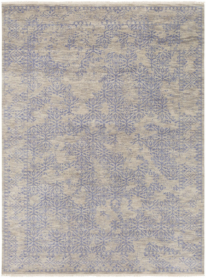 Cottontown Traditional Style Beige And Blue Hand Knotted Area Rug - The Rug Decor