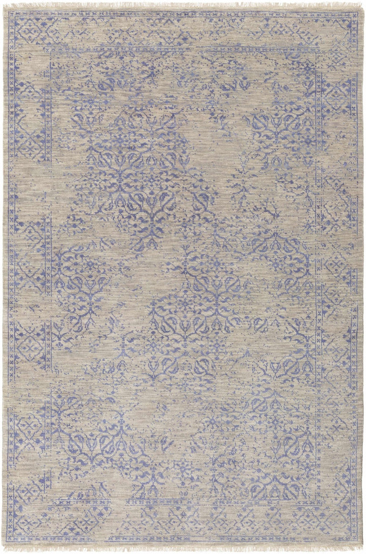 Cottontown Traditional Style Beige And Blue Hand Knotted Area Rug - The Rug Decor