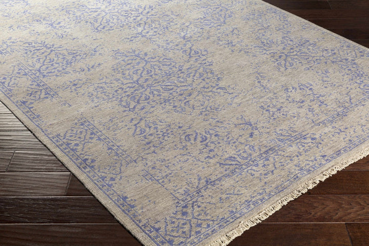 Cottontown Traditional Style Beige And Blue Hand Knotted Area Rug - The Rug Decor