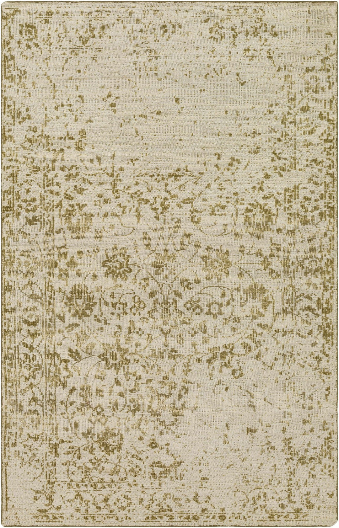 Covesville Traditional Floral Beige And Olive Hand Knotted Wool Rug - The Rug Decor