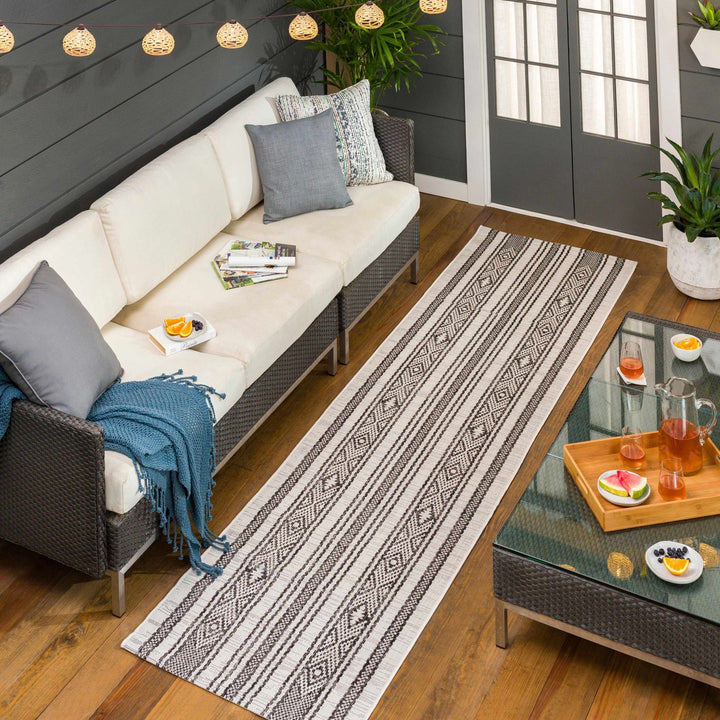Cowen Modern Style Ivory And Charcoal Outdoor Area Rug - The Rug Decor