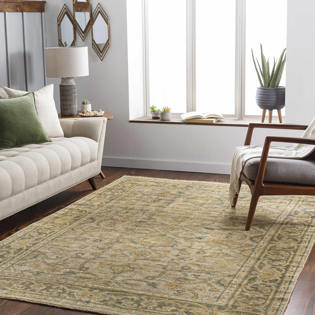 Coylton Olive And Beige Traditional Style Hand Knotted Area Rug - The Rug Decor