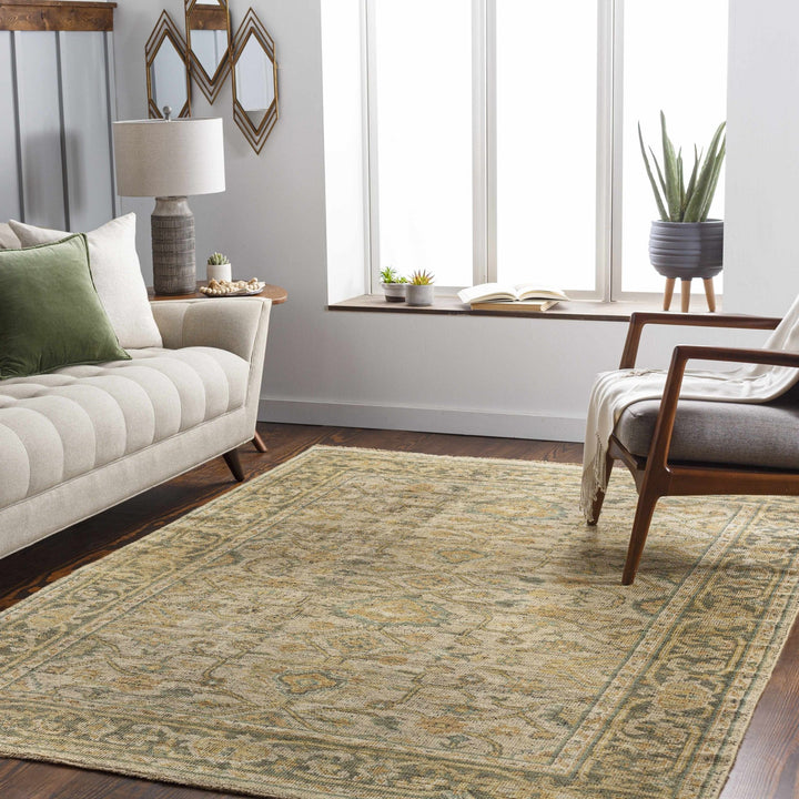 Coylton Olive And Beige Traditional Style Hand Knotted Area Rug - The Rug Decor