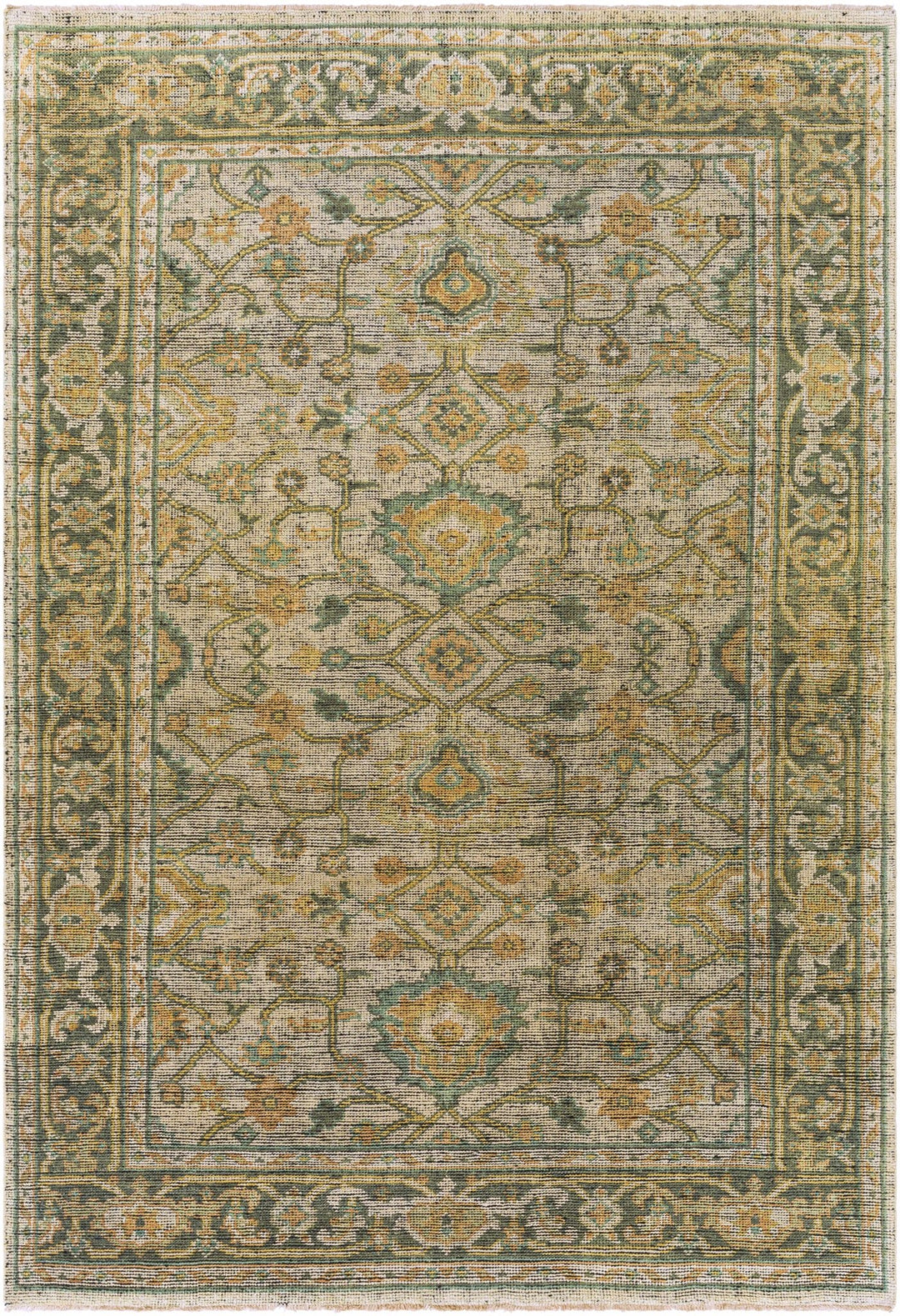 Coylton Olive And Beige Traditional Style Hand Knotted Area Rug - The Rug Decor