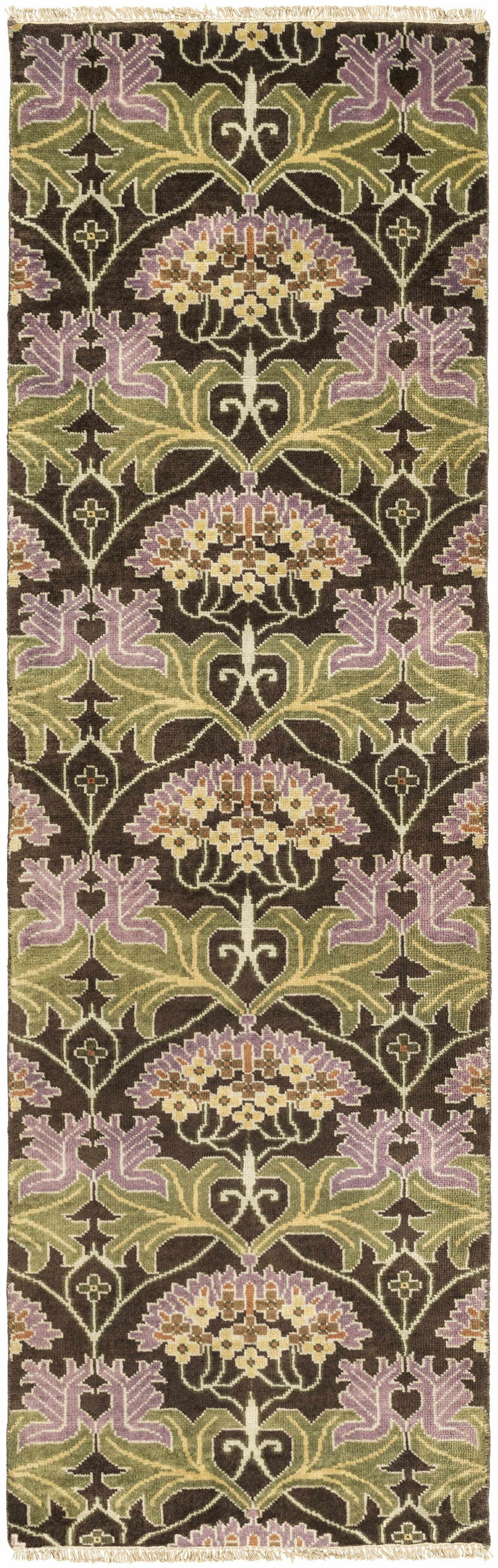 Crawley Traditional Brown And Green Hand Knotted Wool Area Rug