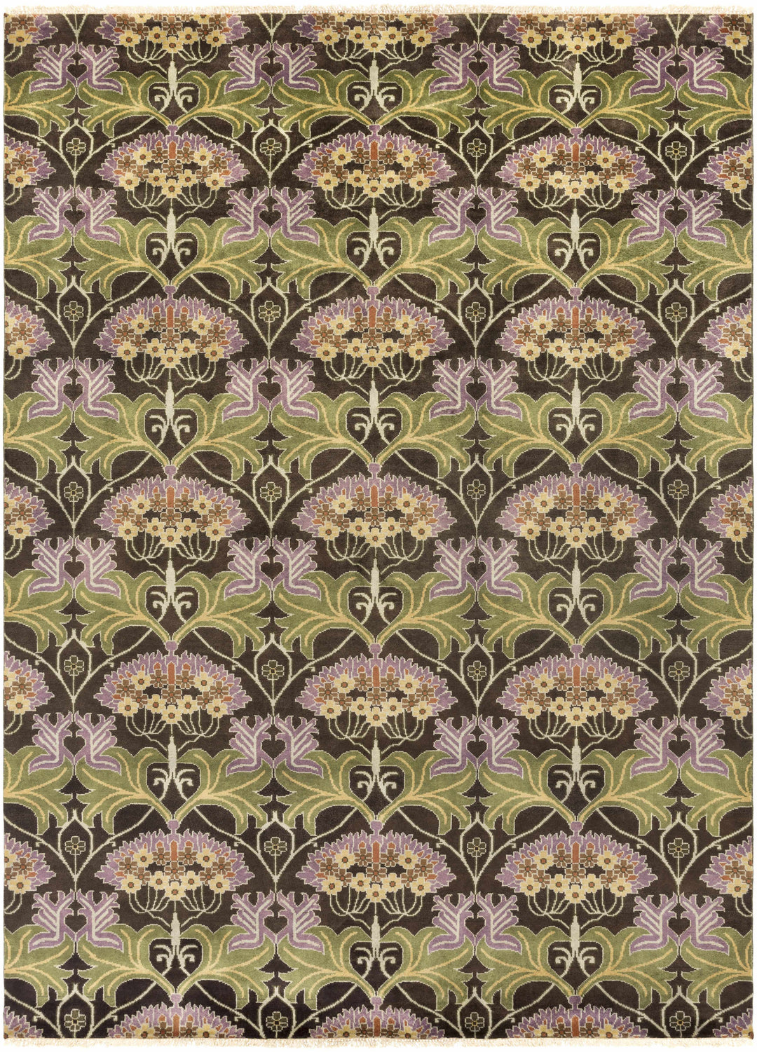 Crawley Traditional Brown And Green Hand Knotted Wool Area Rug