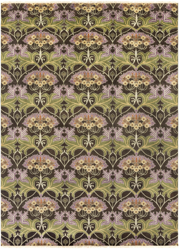 Crawley Traditional Brown And Green Hand Knotted Wool Area Rug