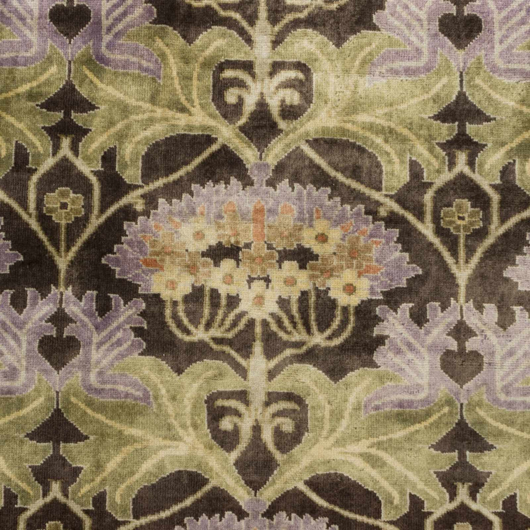 Crawley Traditional Brown And Green Hand Knotted Wool Area Rug