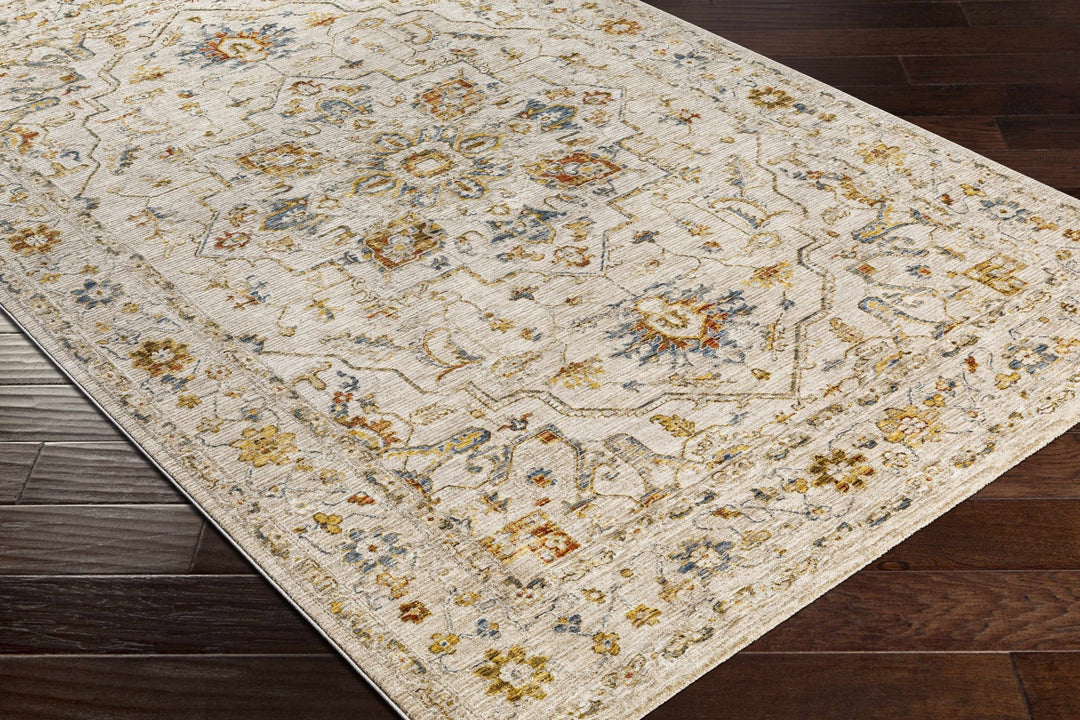 Cream And Gold Traditional Oushak Design Machine Woven Area Rug - The Rug Decor