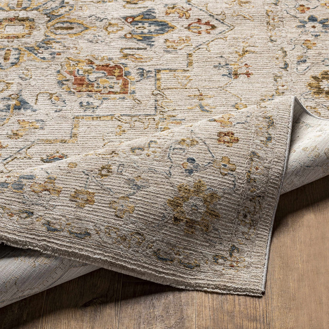 Cream And Gold Traditional Oushak Design Machine Woven Area Rug - The Rug Decor