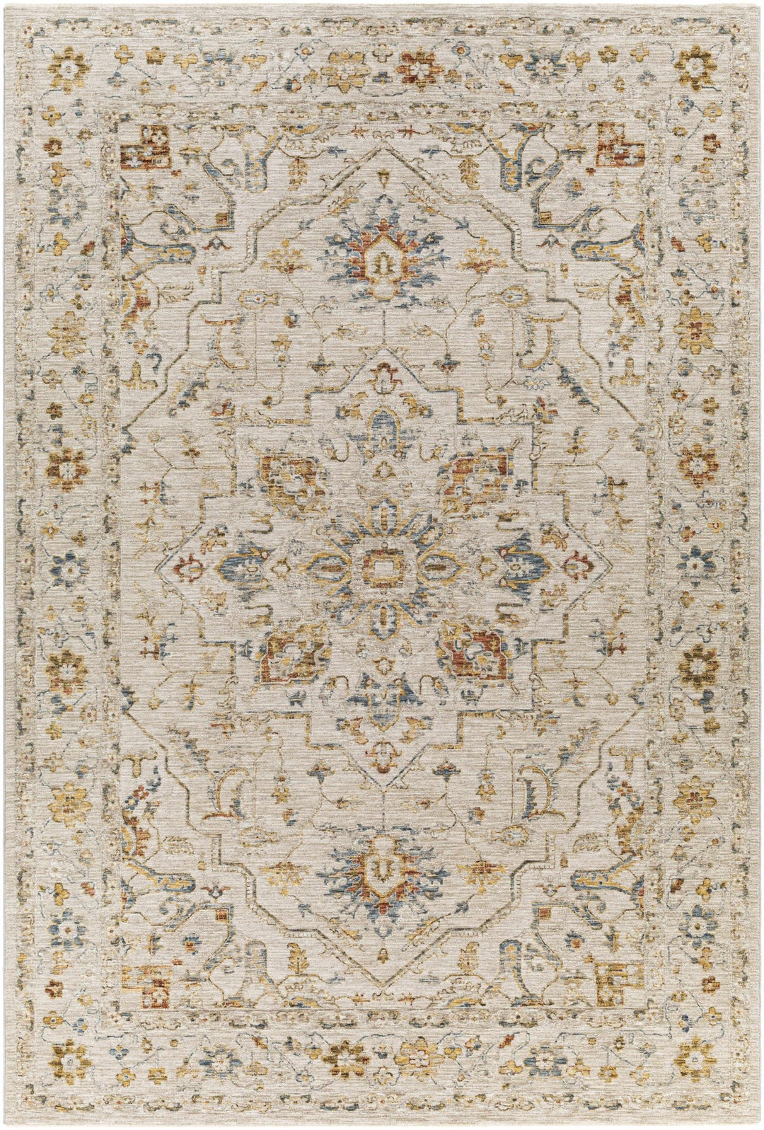 Cream And Gold Traditional Oushak Design Machine Woven Area Rug - The Rug Decor