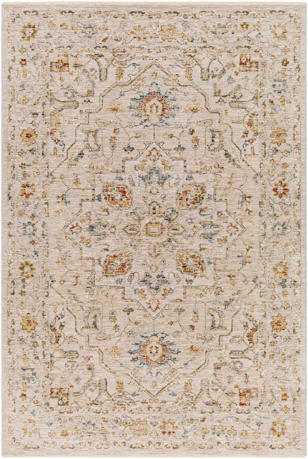 Cream And Gold Traditional Oushak Design Machine Woven Area Rug - The Rug Decor