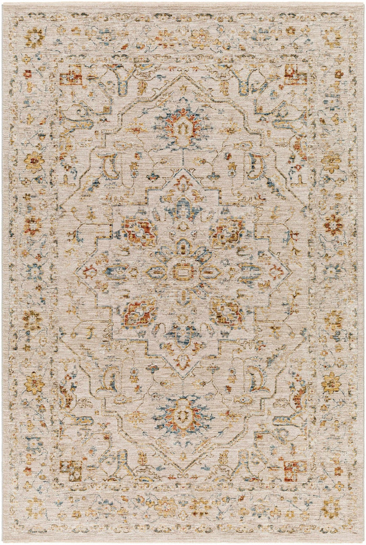 Cream And Gold Traditional Oushak Design Machine Woven Area Rug - The Rug Decor