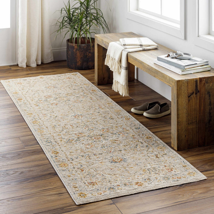 Cream And Gold Traditional Oushak Design Machine Woven Area Rug - The Rug Decor