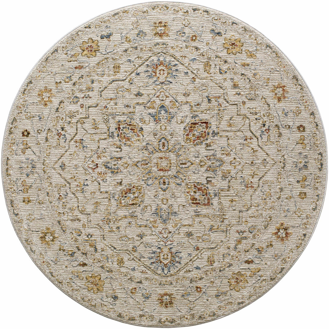 Cream And Gold Traditional Oushak Design Machine Woven Area Rug - The Rug Decor