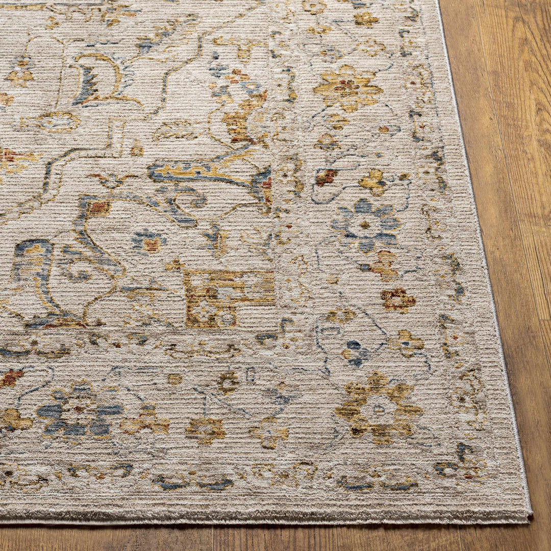 Cream And Gold Traditional Oushak Design Machine Woven Area Rug - The Rug Decor