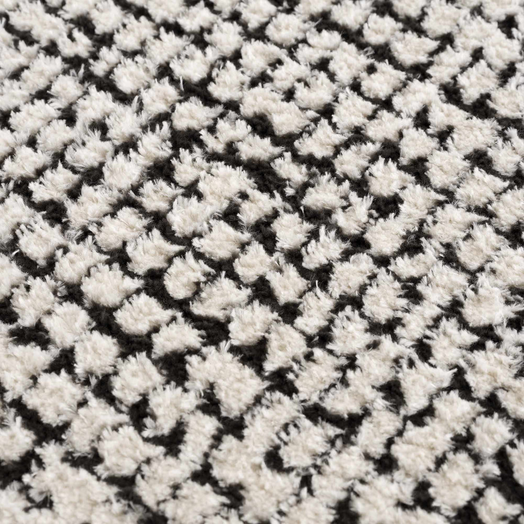 Cream & Black Grid Plush Rug - The Rug Decor