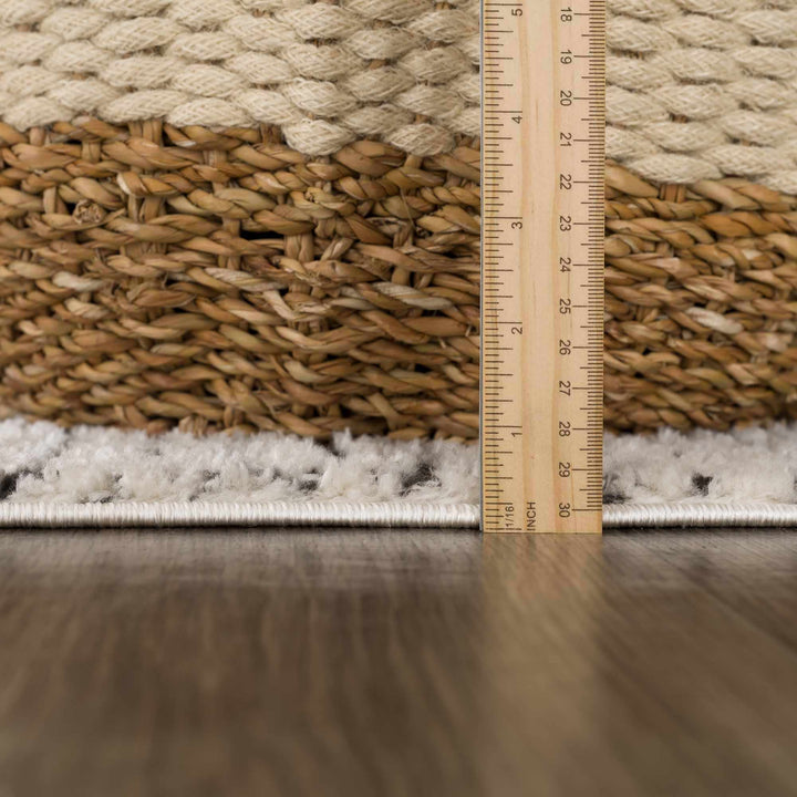 Cream & Black Grid Plush Rug - The Rug Decor