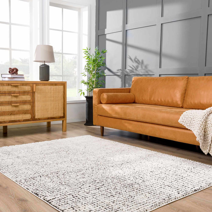 Cream & Black Grid Plush Rug - The Rug Decor